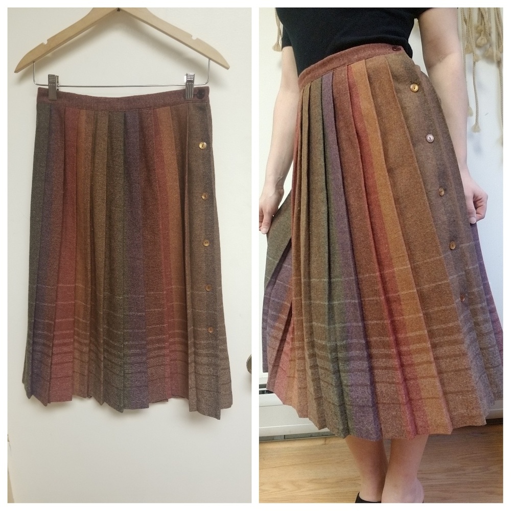 Vintage Wool Pleated Skirt